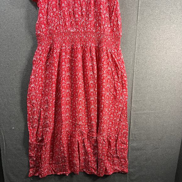 Destination 365 Regular Printed Short-Sleeve Midi Dress Red Abstract Size 1X - Picture 5 of 15